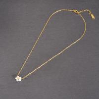 Nerezová ocel šperky náhrdelník, 316L nerezové oceli, s Skleněné korálky, s 5cm extender řetězce, Květina, módní šperky & pro ženy, zlatý, 11mm, Délka 42 cm, Prodáno By PC