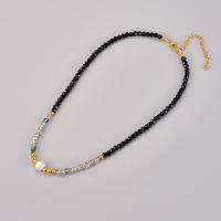 Natural Freshwater Pearl Necklace, Crystal, with Freshwater Pearl & 316L Stainless Steel, with 8cm extender chain, Round, Vacuum Ion Plating, fashion jewelry & for woman, Length:40 cm, Sold By PC