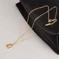 Edelstahl Schmuck Halskette, 316 L Edelstahl, mit Verlängerungskettchen von 5cm, Quadrat, Modeschmuck & für Frau, goldfarben, 10x13mm, Länge:41 cm, verkauft von PC