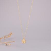 Collier de bijoux en acier inoxydable, acier inoxydable 316L, avec coquille, avec 6cm chaînes de rallonge, cadre, bijoux de mode & pour femme, doré, 12x12mm, Longueur:40 cm, Vendu par PC