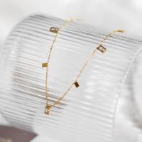 Edelstahl Schmuck Halskette, 316 L Edelstahl, mit Verlängerungskettchen von 6cm, Modeschmuck & für Frau & mit Strass, goldfarben, 3x5mm, Länge:40 cm, verkauft von PC