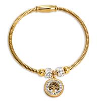 Titanium Steel Bracelet & Bangle gold color plated & micro pave cubic zirconia & for woman gold 56mm Sold By PC