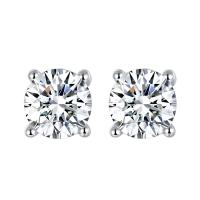 Cubic Zirconia Micro Pave Sterling Silver Earring 925 Sterling Silver platinum plated with plastic earnut & micro pave cubic zirconia & for woman original color Sold By Pair