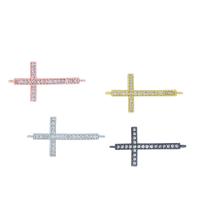 Цирконий Micro Pave Латунный разъем, Латунь, Kресты, Другое покрытие, инкрустированное микро кубического циркония, Много цветов для выбора, 30.70x16mm, продается PC