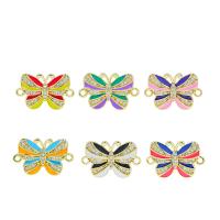 Cubic Zirconia Micro Pave Brass Connector Butterfly gold color plated micro pave cubic zirconia & enamel Sold By PC