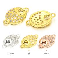 Cubic Zirconia Micro Pave Brass Connector, plated, micro pave cubic zirconia, more colors for choice, 13x8mm, Sold By PC