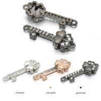 Cubic Zirconia Micro Pave Brass Connector Key plated micro pave cubic zirconia Sold By Lot