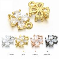 Cubic Zirconia Micro Pave Brass Connector Flower plated micro pave cubic zirconia Sold By Lot