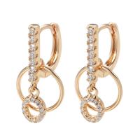 Cubic Zirconia Micro Pave Brass Earring, Geometrical Pattern, rose gold color plated, micro pave cubic zirconia & for woman & hollow, nickel, lead & cadmium free, 24mm, Sold By Pair