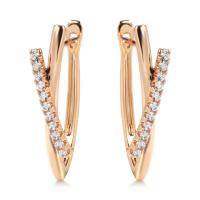 Cubic Zirconia Micro Pave Brass Earring, Geometrical Pattern, rose gold color plated, micro pave cubic zirconia & for woman, nickel, lead & cadmium free, 30mm, Sold By Pair