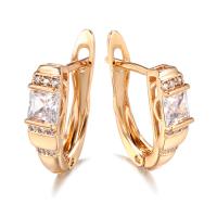 Cubic Zirconia Micro Pave Brass Earring, rose gold color plated, micro pave cubic zirconia & for woman, nickel, lead & cadmium free, 15mm, Sold By Pair