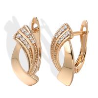 Cubic Zirconia Micro Pave Brass Earring Geometrical Pattern rose gold color plated micro pave cubic zirconia & for woman & hollow nickel lead & cadmium free 20mm Sold By Pair
