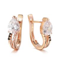 Cubic Zirconia Micro Pave Brass Earring Teardrop rose gold color plated micro pave cubic zirconia & for woman nickel lead & cadmium free 17mm Sold By Pair