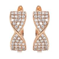 Cubic Zirconia Micro Pave Brass Earring Bowknot rose gold color plated micro pave cubic zirconia & for woman nickel lead & cadmium free 16mm Sold By Pair