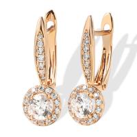 Cubic Zirconia Micro Pave Brass Earring, Round, rose gold color plated, micro pave cubic zirconia & for woman, nickel, lead & cadmium free, 8x21mm, Sold By Pair