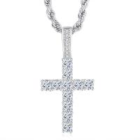 Cubic Zircon Micro Pave Brass Necklace Cross plated French Rope Chain & Unisex & micro pave cubic zirconia nickel lead & cadmium free Length Approx 23.6 Inch Sold By PC