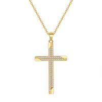 Cubic Zircon Micro Pave Brass Necklace, with 1.97inch extender chain, Cross, plated, micro pave cubic zirconia & for woman, more colors for choice, nickel, lead & cadmium free, 41x22mm, Length:Approx 15.7 Inch, Sold By PC
