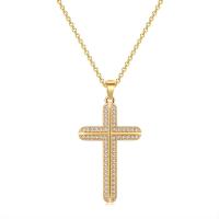 Cubic Zircon Micro Pave Brass Necklace, with 1.97inch extender chain, Cross, plated, micro pave cubic zirconia & for woman, more colors for choice, nickel, lead & cadmium free, 18x35mm, Length:Approx 15.7 Inch, Sold By PC