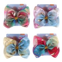 Cloth Bowkont Hair Clip with Zinc Alloy Bowknot printing Girl 203mm Sold By PC