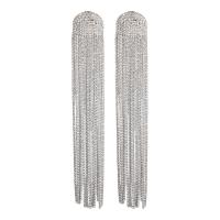 Fashion Fringe Earrings, Tibetan Style, plated, for woman & with rhinestone, more colors for choice, 120mm, Sold By Pair