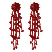 Fashion Fringe Earrings, Seedbead, with Resin, handmade, fashion jewelry & for woman, more colors for choice, 115x24mm, Sold By Pair
