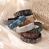 Hair Bands Cloth with Glass Rhinestone & Sponge handmade for woman & with rhinestone 45mm Sold By PC