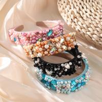 Hair Bands, Cloth, with Sponge & Plastic Pearl, handmade, for woman & with rhinestone, more colors for choice, 39mm, Sold By PC