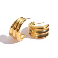 Stainless Steel Stud fülbevaló, 304 rozsdamentes acél, divat ékszerek & a nő, aranysárga, 24x14mm, Által értékesített pár