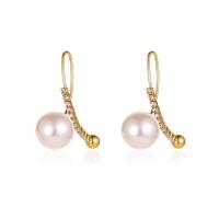 Zinc Alloy Stud Earring with ABS Plastic Pearl plated fashion jewelry & for woman & with rhinestone Sold By Pair