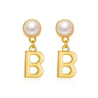 Boucles d'oreilles en alliage de zinc, avec Plastique ABS perle, Lettre B, Placage, bijoux de mode & pour femme, plus de couleurs à choisir, 29x10mm, Vendu par paire