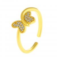 Δάχτυλο δαχτυλίδι με στρας, Ορείχαλκος, Πεταλούδα, επιχρυσωμένο, κοσμήματα μόδας & για τη γυναίκα, περισσότερα χρώματα για την επιλογή, 17mm, Sold Με PC
