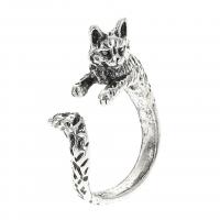 Ring Finger mosiądz, Kot, Platerowane w kolorze srebra, biżuteria moda & dla kobiety, srebro, 17mm, sprzedane przez PC