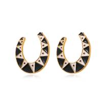 Tibetan Style Stud Earring, gold color plated, fashion jewelry & for woman & enamel, two different colored, 20x22mm, Sold By Pair