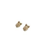 Cubic Zirconia Micro Pave Brass Earring with ABS Plastic Pearl gold color plated fashion jewelry & micro pave cubic zirconia & for woman two different colored Sold By Pair