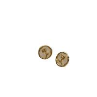 Latão Brinco, cobre, Rose, cromado de cor dourada, joias de moda & para mulher & esmalte, dois diferentes cores, 17.60x17.70mm, vendido por par