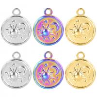 Stainless Steel Pendants, 304 Stainless Steel, Flat Round, Vacuum Ion Plating, Unisex, more colors for choice, 16x19mm, Sold By PC