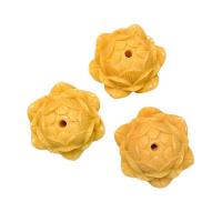 Abalorios de Resina, Flor, Tallado, Bricolaje, amarillo, 35x26mm, aproximado 50PCs/Bolsa, Vendido por Bolsa