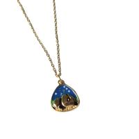 Titanstahl Halskette, mit Verlängerungskettchen von 1.97, Panda, goldfarben plattiert, für Frau & Emaille, goldfarben, 17x14mm, Länge:15.75 ZollInch, verkauft von PC