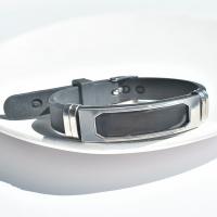 Bracelets en silicone, avec Acier titane, Placage de couleur argentée, pour femme, argent, Longueur 8.66 pouce, Vendu par PC