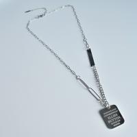 Titanium Steel Necklace, with 1.97 extender chain, Rectangle, plated, for woman, more colors for choice, 22.50x19mm, Length:21.65 Inch, Sold By PC