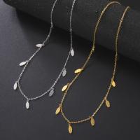 Stainless Steel Jewelry Necklace 304 Stainless Steel with 1.97inch extender chain Leaf Vacuum Ion Plating fashion jewelry & for woman Sold Per Approx 19.68 Inch Strand