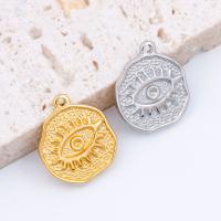 Evil Eye Pendants, 304 Stainless Steel, Vacuum Ion Plating, DIY, more colors for choice, 19x22mm, 3PCs/Bag, Sold By Bag
