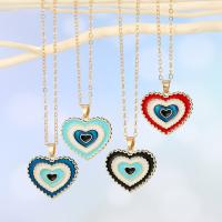 Evil Eye Jewelry Necklace, Tibetan Style, with 5cm extender chain, Heart, gold color plated, fashion jewelry & for woman & enamel, more colors for choice, nickel, lead & cadmium free, 25mm, Length:50 cm, Sold By PC