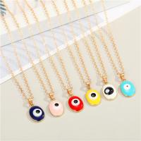 Evil Eye Jewelry Necklace Zinc Alloy with Resin with 5cm extender chain Oval gold color plated fashion jewelry & evil eye pattern & for woman nickel lead & cadmium free Length 50 cm Sold By PC