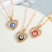 Evil Eye Jewelry Necklace Zinc Alloy with 5cm extender chain Heart gold color plated fashion jewelry & evil eye pattern & for woman & enamel & with rhinestone nickel lead & cadmium free Length 50 cm Sold By PC
