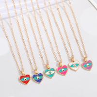 Evil Eye Jewelry Necklace, Tibetan Style, with 5cm extender chain, Heart, gold color plated, fashion jewelry & evil eye pattern & for woman & enamel, more colors for choice, nickel, lead & cadmium free, 15mm, Length:50 cm, Sold By PC
