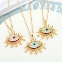 Evil Eye smykker halskæde, Zinc Alloy, med 5cm extender kæde, guldfarve belagt, mode smykker & for kvinde & med rhinestone, flere farver til valg, nikkel, bly & cadmium fri, 30mm, Længde 50 cm, Solgt af PC