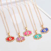 Evil Eye Jewelry Necklace Zinc Alloy with 5cm extender chain gold color plated fashion jewelry & for woman & enamel & with rhinestone nickel lead & cadmium free 20mm Length 50 cm Sold By PC