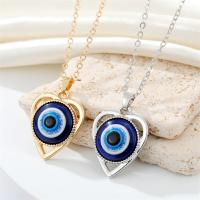 Evil Eye Jewelry Necklace, Tibetan Style, with Resin, with 5cm extender chain, Heart, plated, fashion jewelry & evil eye pattern & for woman, more colors for choice, nickel, lead & cadmium free, Length:50 cm, Sold By PC
