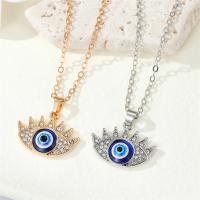 Evil Eye Jewelry Necklace, Tibetan Style, with Resin, with 5cm extender chain, plated, fashion jewelry & for woman & with rhinestone, more colors for choice, nickel, lead & cadmium free, Length:50 cm, Sold By PC